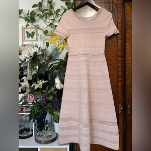 Sandro Pink Roselle Midi Knitted Dress Size 40/8